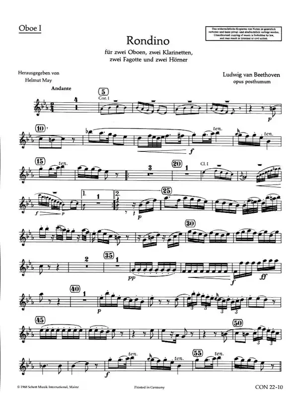 Beethoven, Ludwig van % Rondino, WoO25 (parts only) – WW8