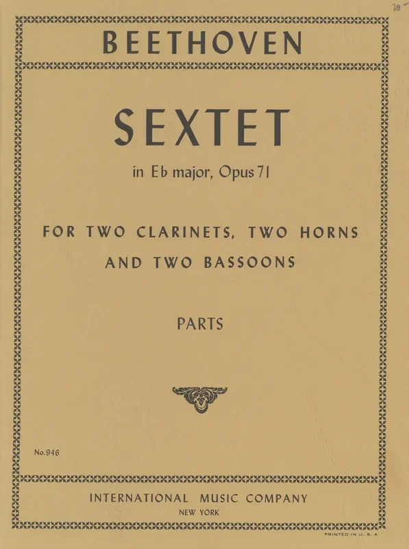 Beethoven, Ludwig van % Sextet in Eb Major, op. 71 (parts only) – 2CL/2BSN/2HN