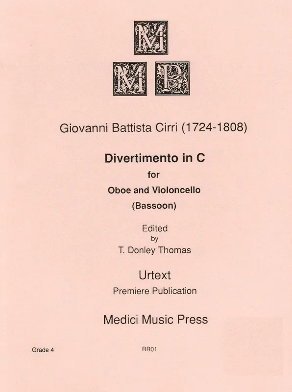Cirri, Giovanni Battista % Divertimento in C Major (score & parts) – OB/CEL or OB/BSN