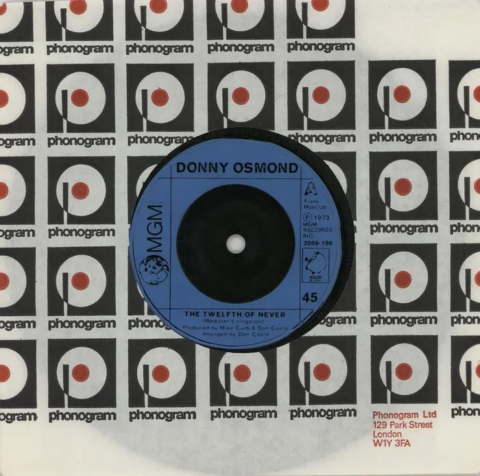 Donny Osmond The Twelfth Of Never UK 7 ” vinyl