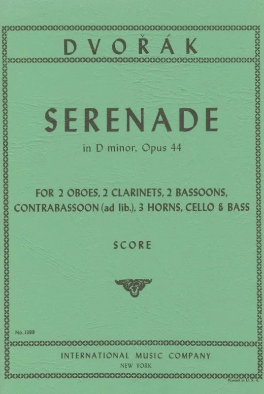 Dvorak, Antonin % Serenade in d minor, op. 44 (study score) – 2OB/2CL/2BSN/CBSN/3HN/CEL/KB