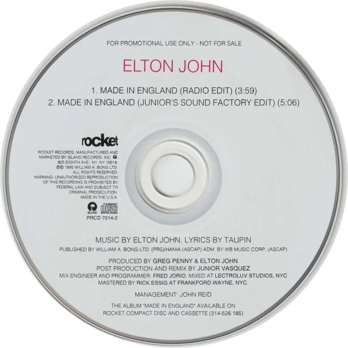 Elton John Made In England US Promo CD single