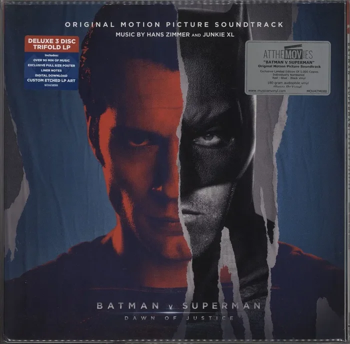 Hans Zimmer Batman V Superman: Dawn Of Justice – Red, Blue & Black 180 Gram Vinyl – Sealed UK 3-LP vinyl set
