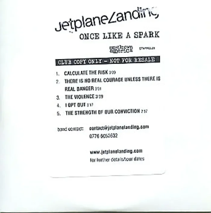 Jetplane Landing Once Like A Spark – Club Sampler UK Promo CD-R acetate