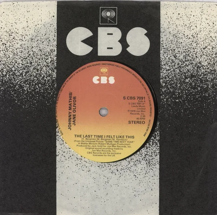 Johnny Mathis The Last Time I Felt Like This UK 7 ” vinyl