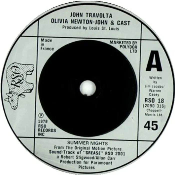 Olivia Newton John Summer Nights – Injection Label French 7 ” vinyl