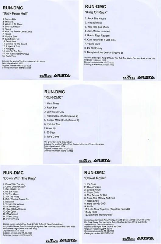 Run DMC Set of 5 Albums UK CD-R acetate