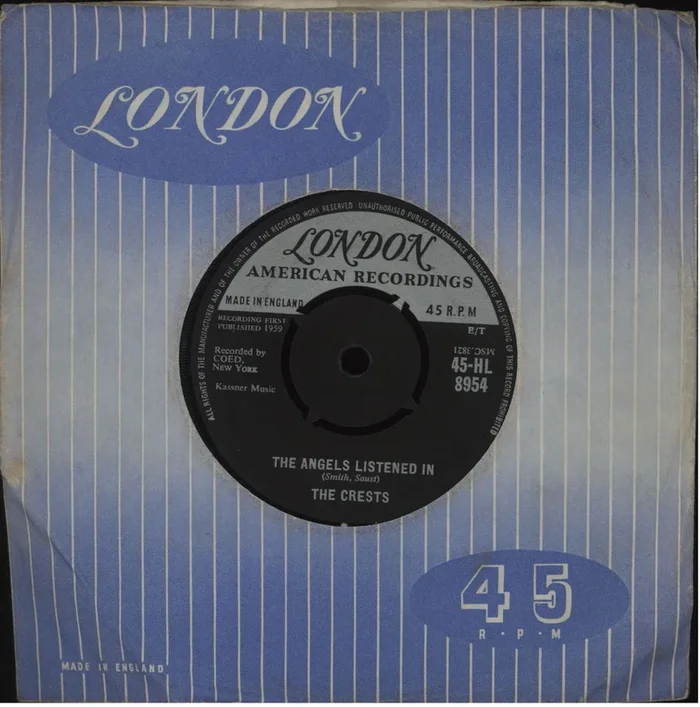 The Crests The Angels Listened In – 2nd UK 7 ” vinyl