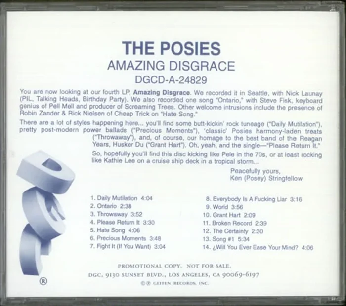 The Posies Amazing Disgrace US Promo CD album